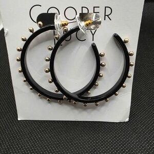 Cooper Lucy black hoop earrings with gold accent beads